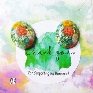 Unique Millefiori Glass Studs #6! Handmade!!! Colorful Post Earrings!